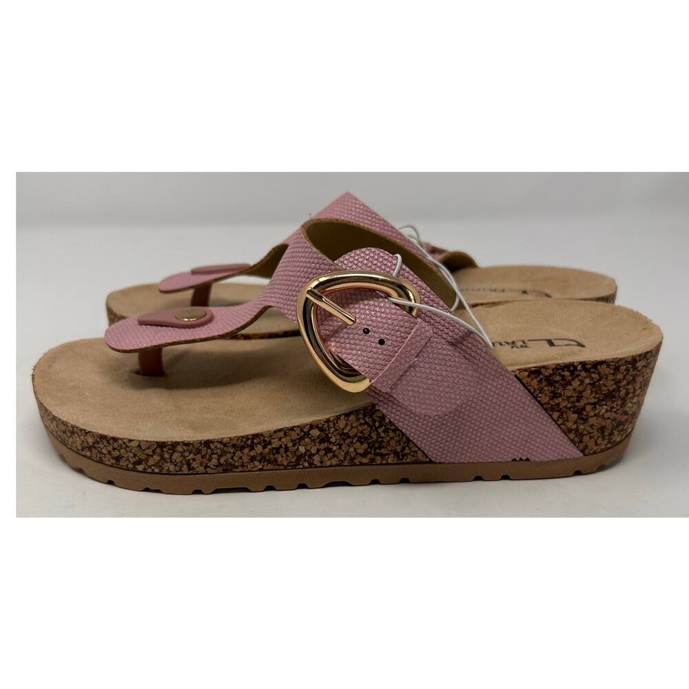 CL by Laundry Women's Pink Cork Wedge Thong Sandals Size‎ 7 1/2